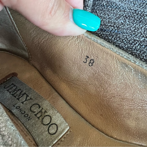 Jimmy Choo Metallic Silver Leather Ballet Flats Size 8 - Picture 10 of 14